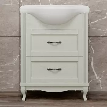 Тумба с раковиной ValenHouse Эллина 65 слоновая кость, 2 ящика, ручки хром