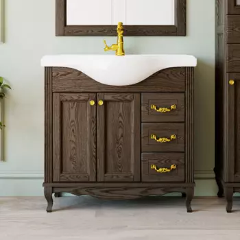 Тумба с раковиной ValenHouse Эллина 80 кальяри, фурнитура золото