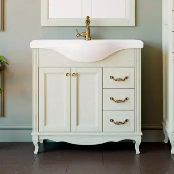Тумба с раковиной ValenHouse Эллина 80 слоновая кость, фурнитура бронза