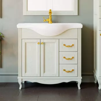 Тумба с раковиной ValenHouse Эллина 80 слоновая кость, фурнитура золото