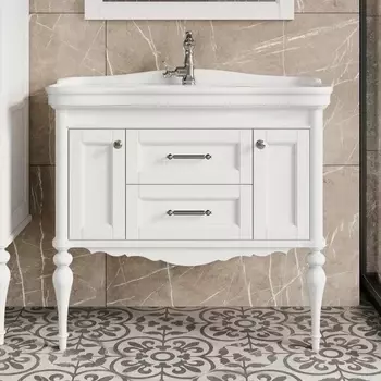 Тумба с раковиной ValenHouse Эстетика 100, белая, подвесная, ручки хром