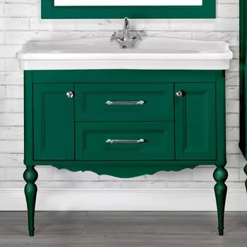 Тумба с раковиной ValenHouse Эстетика 100, зеленая, подвесная, ручки хром, раковина Модерн