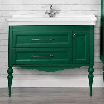 Тумба с раковиной ValenHouse Эстетика 105 АС 100, зеленая, подвесная, ручки хром, раковина Модерн