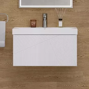 Тумба с раковиной Velvex Edge 70.1Y, подвесная, белая