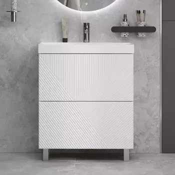 Тумба с раковиной Velvex Edge 70.2Y напольная, белая