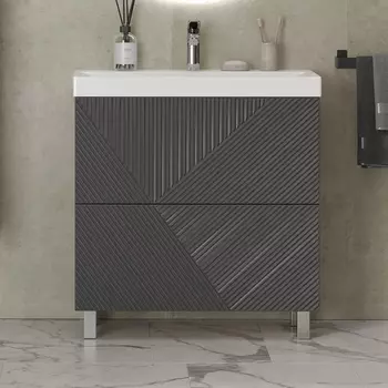 Тумба с раковиной Velvex Edge 80.2Y напольная, графит