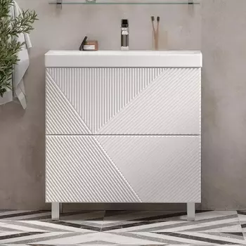 Тумба с раковиной Velvex Edge 80.2Y напольная, белая