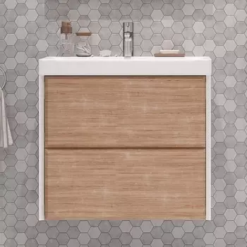 Тумба с раковиной Velvex Gesso 70.2Y дуб сонома, белая