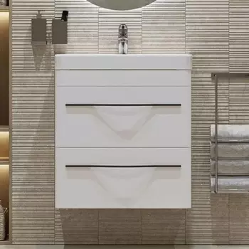 Тумба с раковиной Velvex Jill 60 белая матовая