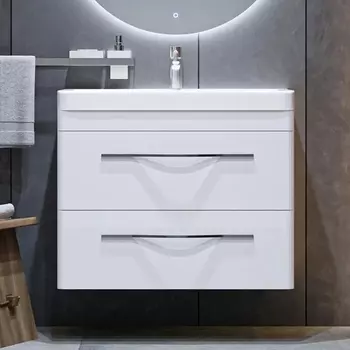 Тумба с раковиной Velvex Jill 80 белая матовая