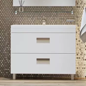 Тумба с раковиной Velvex Orlando 100, белая матовая