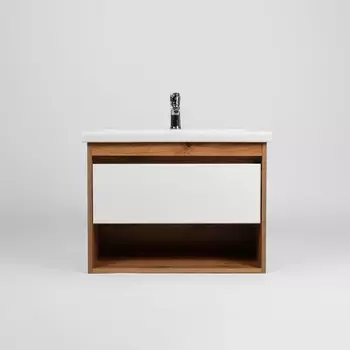 Тумба с раковиной VIANT Бостон 50 подвесная, дуб вотан, белая