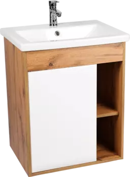 Тумба с раковиной VIANT Бостон 60 подвесная, дуб вотан, белая