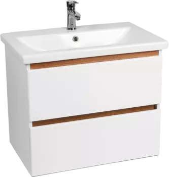 Тумба с раковиной VIANT Мальта 80 подвесная, белая, дуб вотан