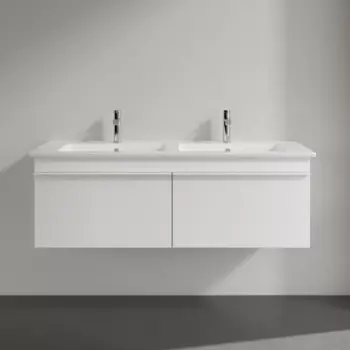 Тумба с раковиной Villeroy &amp; Boch Venticello 125 glossy white, с белыми ручками
