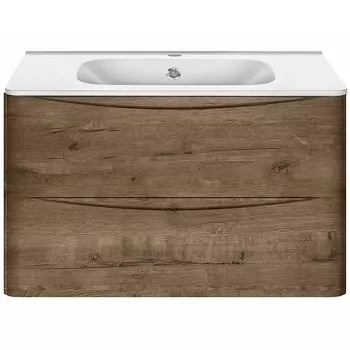 Тумба с раковиной Vincea Paola 80 подвесная V.Oak VMC-2P800VO+VCB-2VP800W