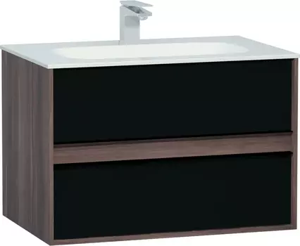 Тумба с раковиной VitrA Metropole 80 с ящиками, сливовое дерево, черный акрил /58181