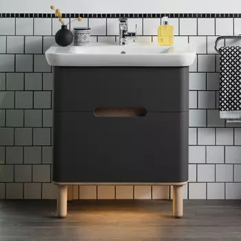 Тумба с раковиной VitrA Sento 80 c LED подсветкой, матовый антрацит /60836