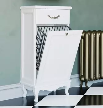 Тумба ValenHouse Лиора 40 с бельевой корзиной, белая, фурнитура хром L40_KDБХ