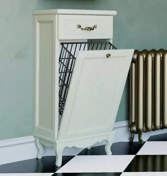 Тумба ValenHouse Лиора 40 с бельевой корзиной, слоновая кость, фурнитура бронза L40_KDСБ