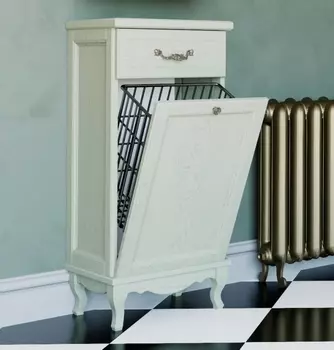 Тумба ValenHouse Лиора 40 с бельевой корзиной, слоновая кость, фурнитура хром L40_KDСХ