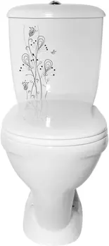 Унитаз-компакт Оскольская керамика Радуга Стандарт, тарельчатый декор, цветы 44901130232