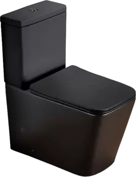 Унитаз-компакт SantiLine SL-5017МВ безободковый, с микролифтом, черный матовый