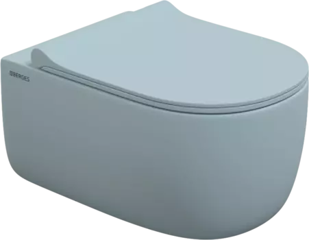 Унитаз подвесной Berges Wasserhaus Ego XL Rimless 083229 с микролифтом, матовый голубой