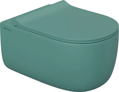 Унитаз подвесной Berges Wasserhaus Ego XL Rimless 082141 безободковый, с микролифтом, матовый темно-зеленый