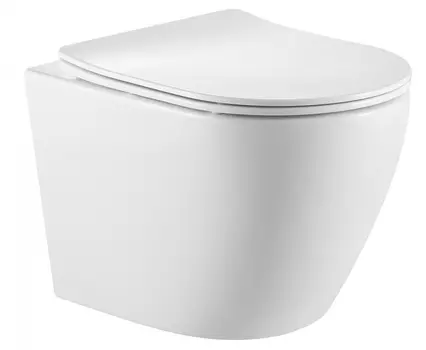 Унитаз подвесной SantiLine SL-5025 безободковый, с микролифтом, система смыва Tornado