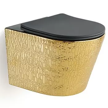 Унитаз Vincea Piatti VT1-11G1B подвесной Черный Золотой с сиденьем Микролифт