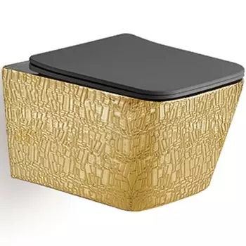 Унитаз Vincea Q-Line VT1-12G1B подвесной Черный Золотой с сиденьем Микролифт