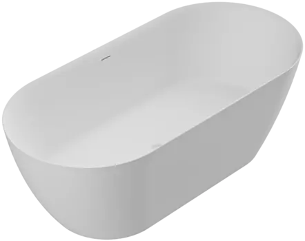 Ванна из искусственного камня Cezares Relax Solid Surface 170x80 см, отдельностоящая, овальная, со сливом-переливом, с донным клапаном, матовая CZR-RELAX-170-80-57-SSB