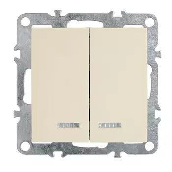 Выключатель двухклавишный Feron Stekker Эрна с подсветкой слоновая кость PSW10-9102-02 39321 /39321
