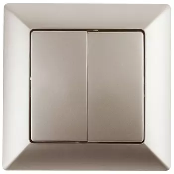 Выключатель двухклавишный ЭРА Intro Solo 10A 250V шампань 4-104-04 Б0043287