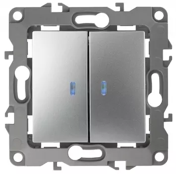 Выключатель двухклавишный с подсветкой ЭРА 12 10AX 250V 12-1105-03