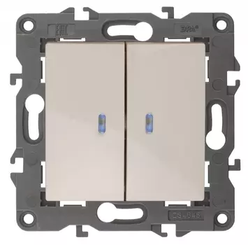 Выключатель двухклавишный с подсветкой ЭРА Elegance 10AX 250V 14-1105-02