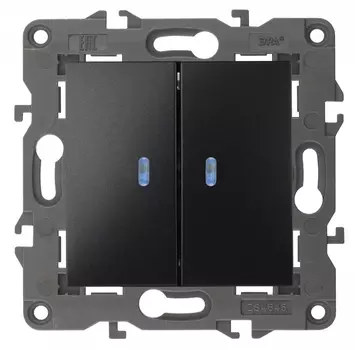 Выключатель двухклавишный с подсветкой ЭРА Elegance 10AX 250V 14-1105-05