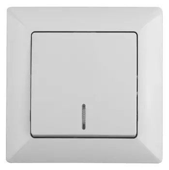 Выключатель одноклавишный ЭРА Intro Solo 10A 250V с подсветкой белый 4-102-01 Б0043270