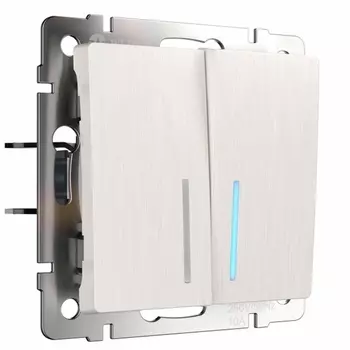 Выключатель Werkel двухклавишный проходной с подсветкой перламутровый W1122113 4690389160967