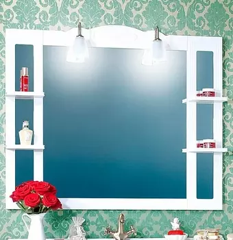 Зеркало Бриклаер Анна 120 белое, с полкой 4627125411359