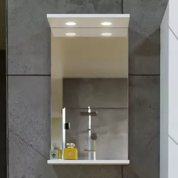 Зеркало Бриклаер Кристалл 40 белое, с подсветкой 4627125415845