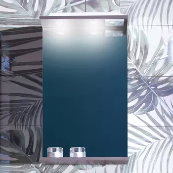 Зеркало Бриклаер Кристалл 40 ясень анкор, темный, с подсветкой 4627125414480