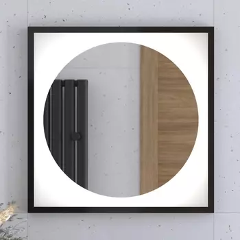 Зеркало Defesto Еclipse DF 2221 60х60 черная рама, с LED-подсветкой