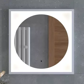 Зеркало Defesto Eclipse DF 2226R 60х60 белая рама, с LED-подсветкой, 4500К, инфракрасный выключатель