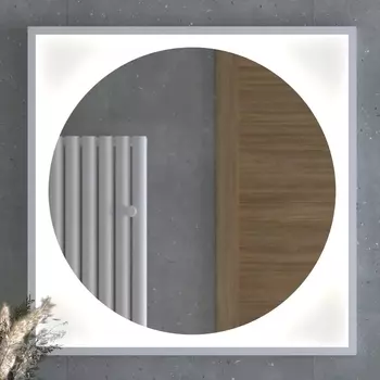 Зеркало Defesto Еclipse DF 2228 80х80 белая рама, с LED-подсветкой