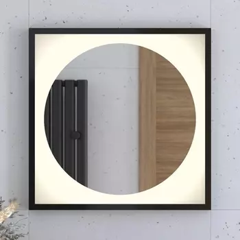 Зеркало Defesto Еclipse DF 2231 60х60 черная рама, с LED-подсветкой