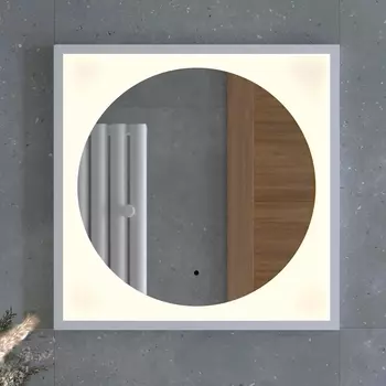 Зеркало Defesto Eclipse DF 2236R 60х60 белая рама, с LED-подсветкой, 3000К, инфракрасный выключатель