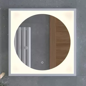 Зеркало Defesto Eclipse DF 2236S 60х60 белая рама, с LED-подсветкой, 3000К, сенсорный выключатель