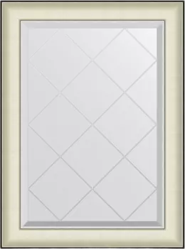 Зеркало Evoform Exclusive-G BY 4567 64х87 белая кожа с хромом, с гравировкой в багетной раме